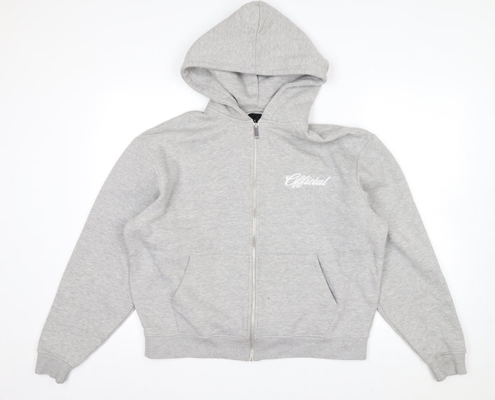 boohooMAN Men's Grey Full Zip Hoodie Size S Regular Fit