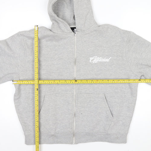 boohooMAN Men's Grey Full Zip Hoodie Size S Regular Fit
