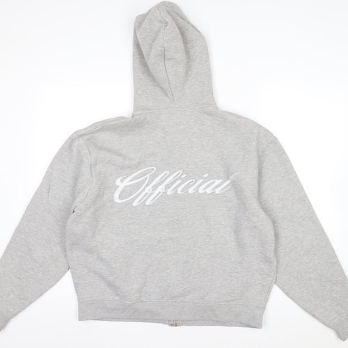 boohooMAN Men's Grey Full Zip Hoodie Size S Regular Fit