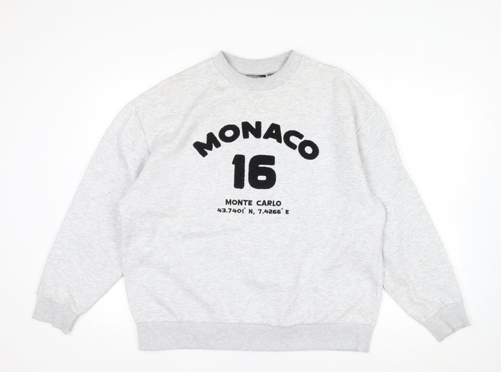 ASOS Design Women Grey Monaco 16 Pullover Sweatshirt Size S UK 8-10