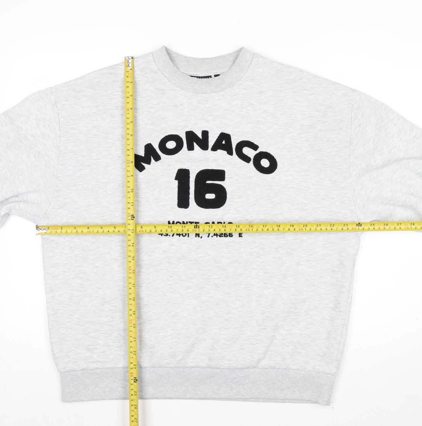 ASOS Design Women Grey Monaco 16 Pullover Sweatshirt Size S UK 8-10