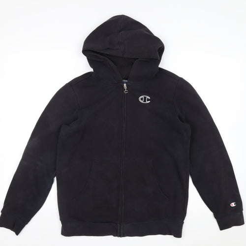 Champion Boys Black XL 13-14 Years Full Zip Hoodie Cotton Blend