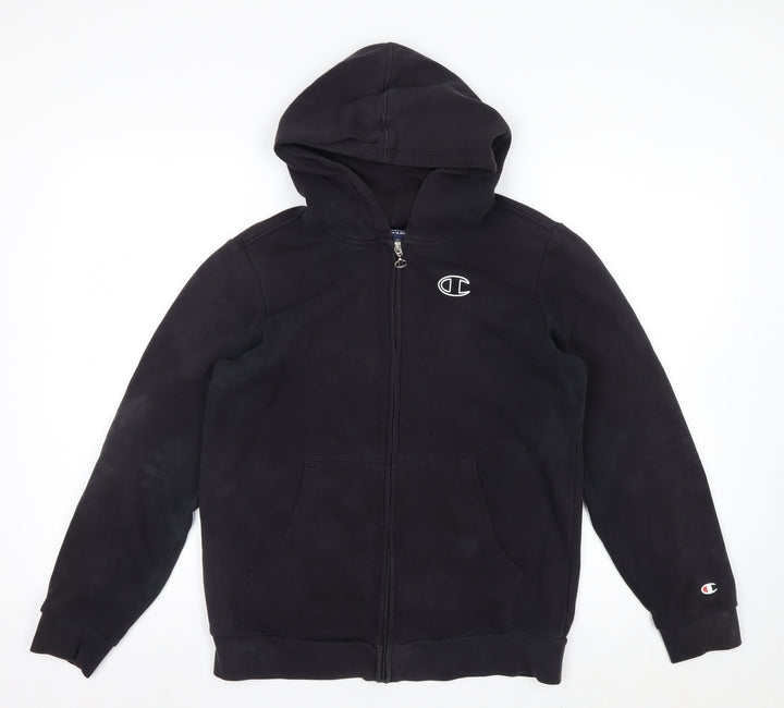 Champion Boys Black XL 13-14 Years Full Zip Hoodie Cotton Blend