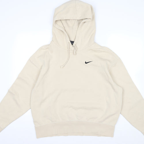 Nike Men’s Beige Pullover Hoodie M Fleece Regular Fit