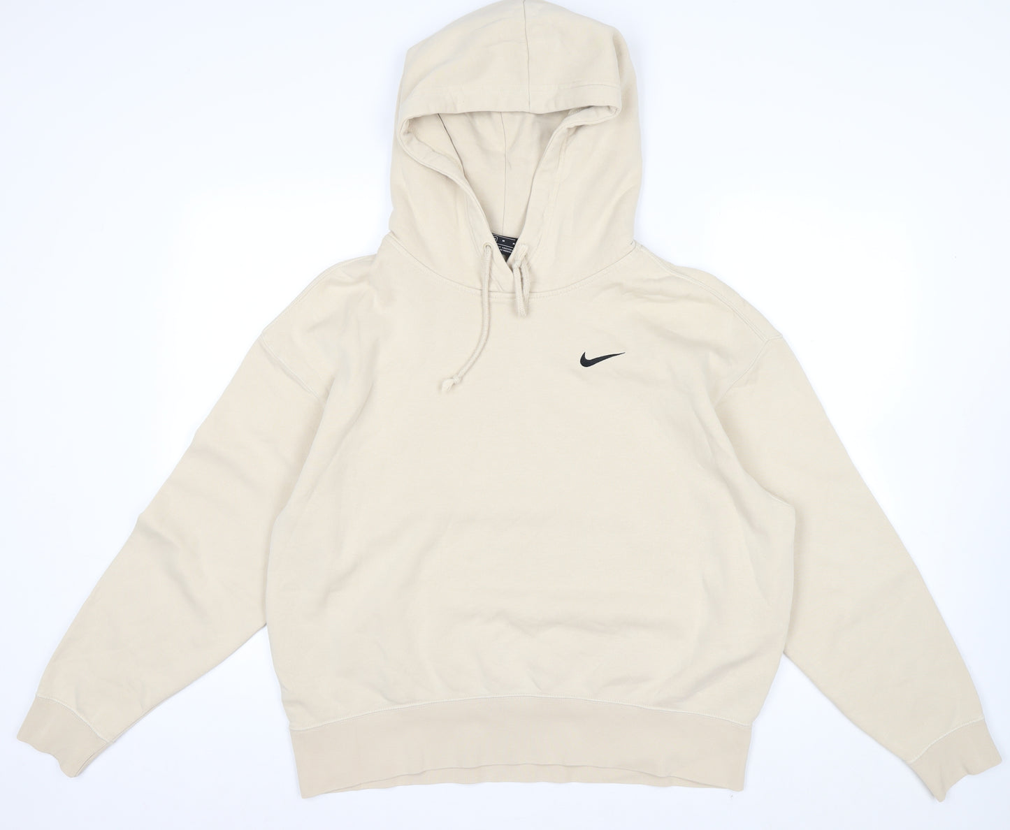 Nike Men’s Beige Pullover Hoodie M Fleece Regular Fit
