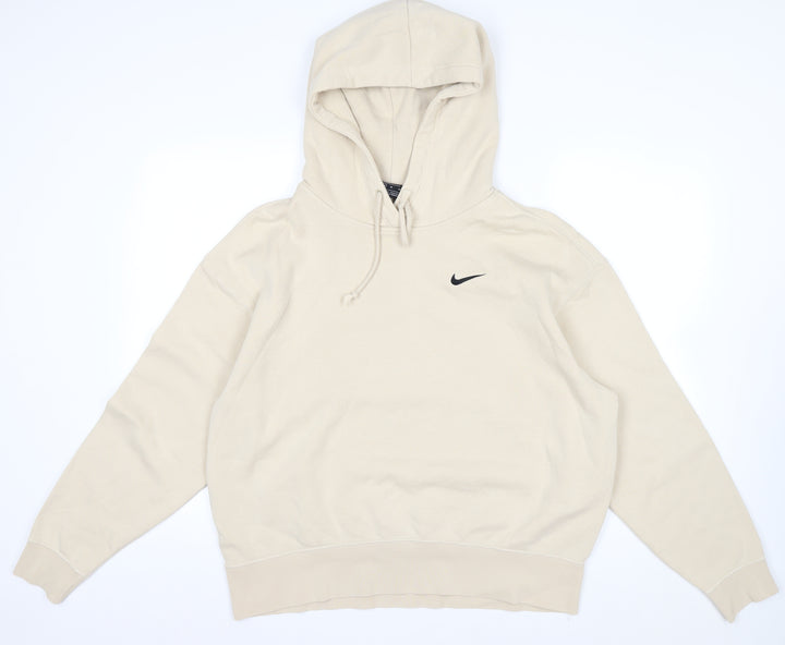 Nike Men’s Beige Pullover Hoodie M Fleece Regular Fit