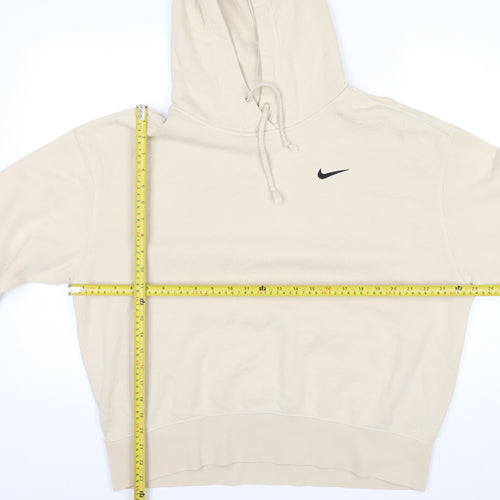 Nike Men’s Beige Pullover Hoodie M Fleece Regular Fit