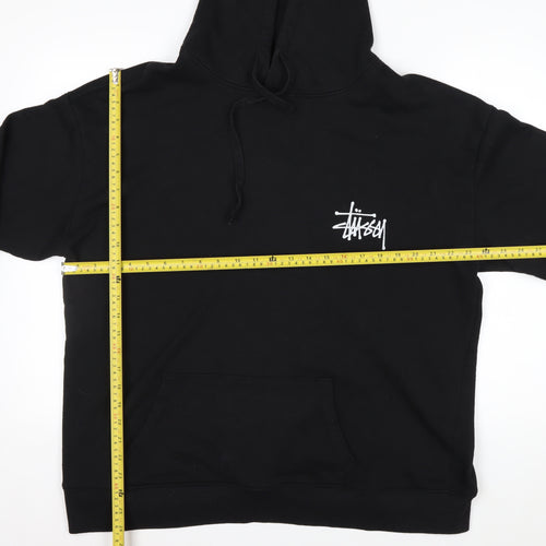 Stussy Men's Black XL Pullover Hoodie with Logo Graphic