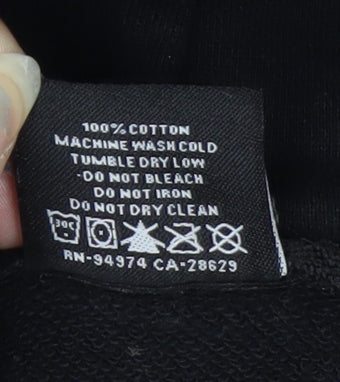 Stussy Men's Black XL Pullover Hoodie with Logo Graphic