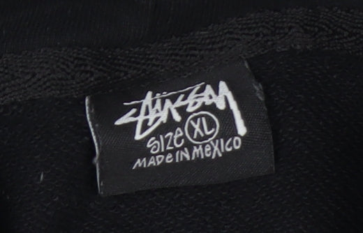 Stussy Men's Black XL Pullover Hoodie with Logo Graphic