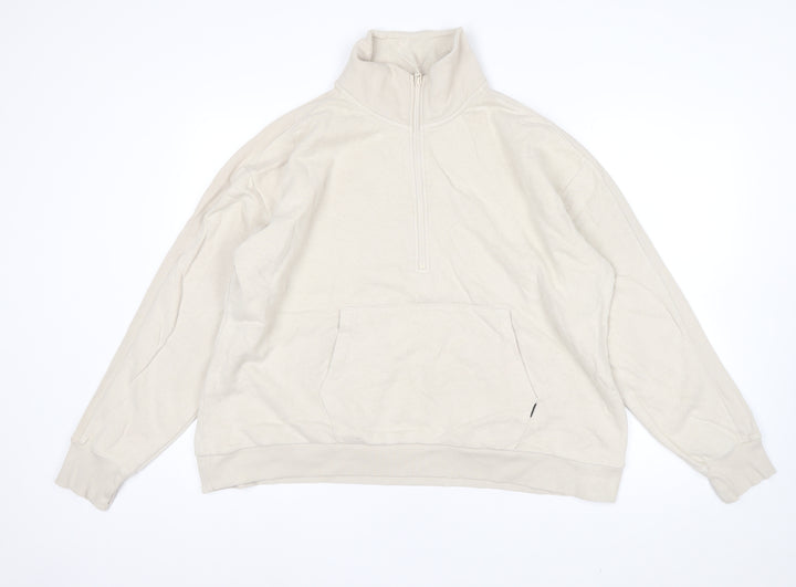Marks and Spencer Womens Beige 1/2 Zip Pullover Sweatshirt Size 20