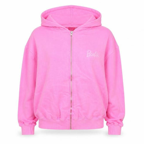 Barbie Women's Pink Full Zip Hoodie UK 6 Cotton Casual Sweatshirt