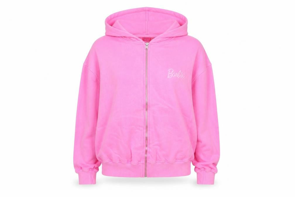 Barbie Women's Pink Full Zip Hoodie UK 6 Cotton Casual Sweatshirt