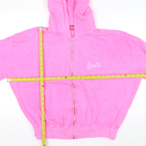 Barbie Women's Pink Full Zip Hoodie UK 6 Cotton Casual Sweatshirt