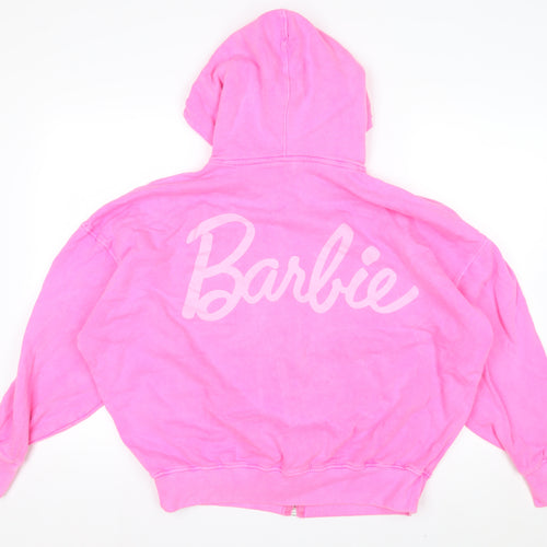Barbie Women's Pink Full Zip Hoodie UK 6 Cotton Casual Sweatshirt