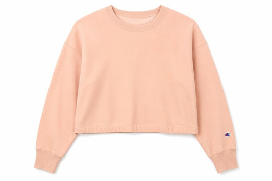 Front view of Champion Women's Pink Reverse Weave Sweatshirt Medium Crew Neck