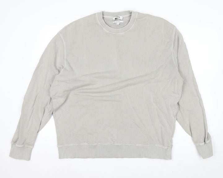COS Men's Beige Relaxed Fit Crew Neck Cotton Sweatshirt XL