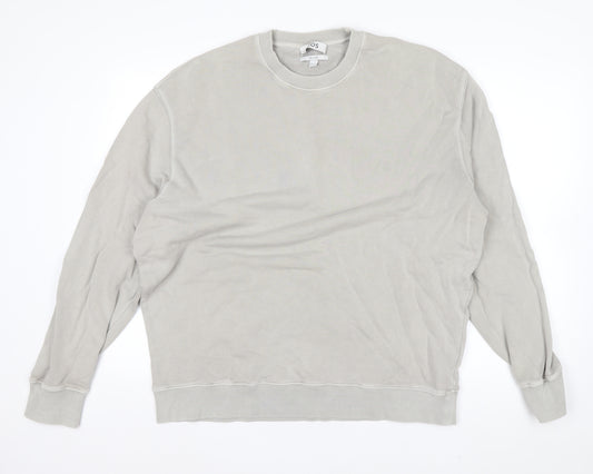 COS Men's Beige Relaxed Fit Crew Neck Cotton Sweatshirt XL