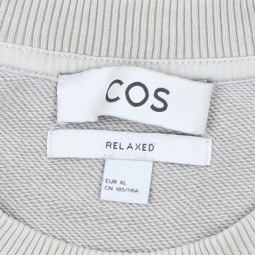 COS Men's Beige Relaxed Fit Crew Neck Cotton Sweatshirt XL
