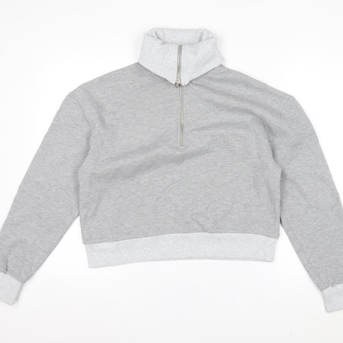 ASOS Design Women Grey XS 1/2 Zip Pullover Sweatshirt