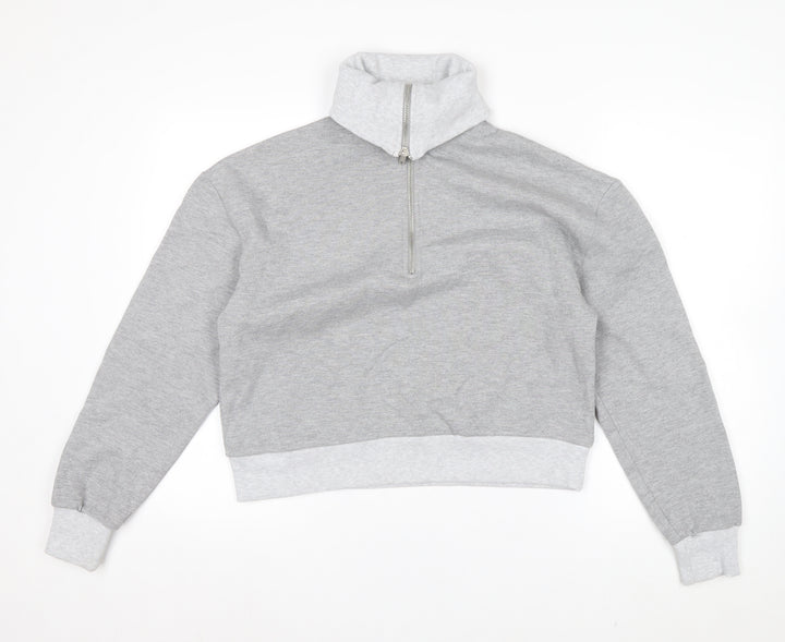 ASOS Design Women Grey XS 1/2 Zip Pullover Sweatshirt