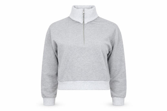Front view of ASOS Design Women Grey XS 1/2 Zip Pullover Sweatshirt