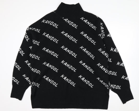Kangol Men's Black Logo High Neck Pullover Jumper Size L