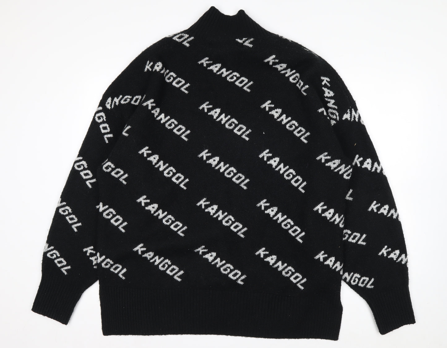 Kangol Men's Black Logo High Neck Pullover Jumper Size L