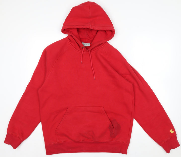 Carhartt Men Red Pullover Hoodie M Hooded Fleece Sweatshirt