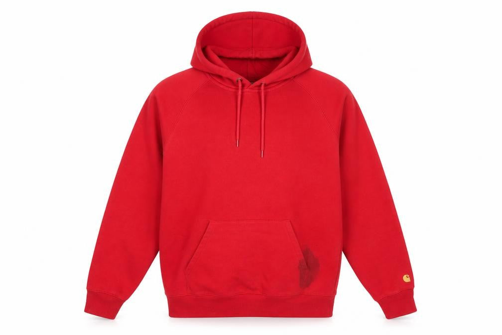 Carhartt Men Red Pullover Hoodie M Hooded Fleece Sweatshirt
