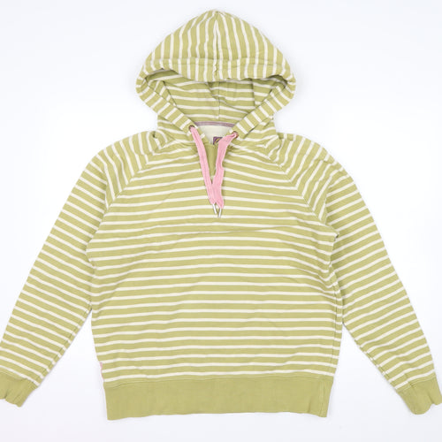 Joules Women Green Striped Cotton Pullover Hoodie Size 14