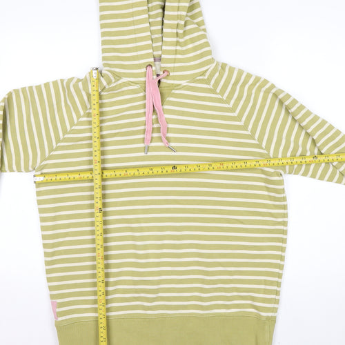 Joules Women Green Striped Cotton Pullover Hoodie Size 14