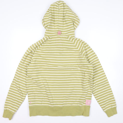 Joules Women Green Striped Cotton Pullover Hoodie Size 14