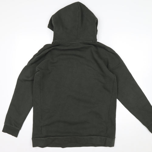 Adidas Womens Green Pullover Hoodie S Logo Print Cotton Blend