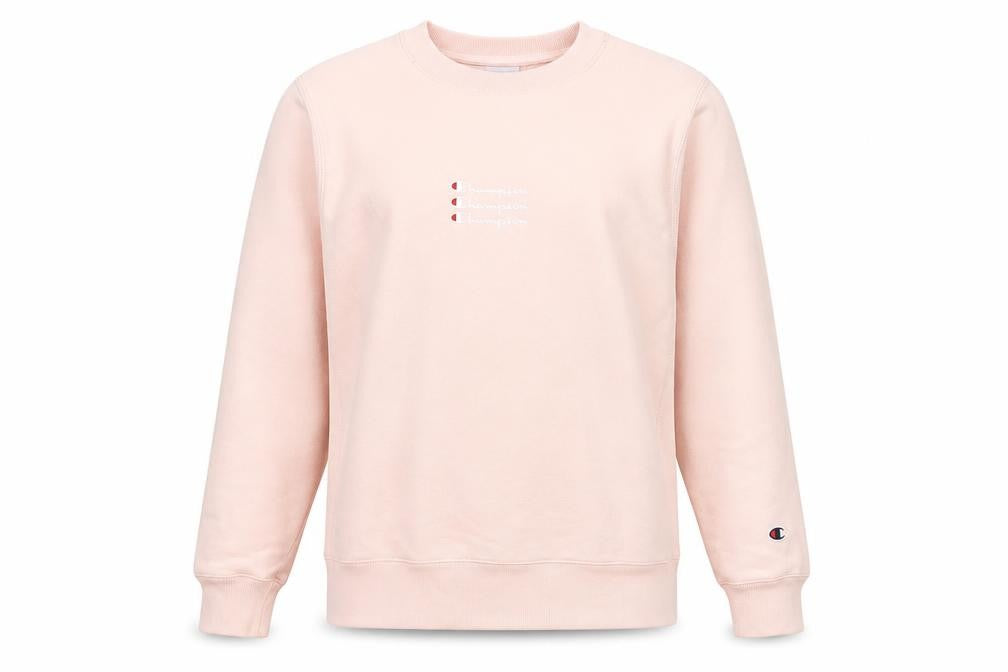 Front view of Champion Women's Pink Small Crew Neck Pullover Sweatshirt