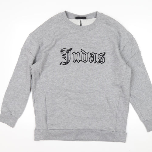 Judas Sinned Men's Grey Crew Neck Pullover Sweatshirt Size M