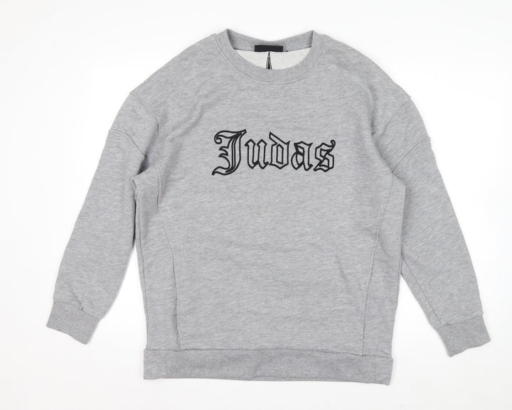 Judas Sinned Men's Grey Crew Neck Pullover Sweatshirt Size M