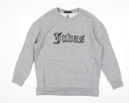 Judas Sinned Men's Grey Crew Neck Pullover Sweatshirt Size M