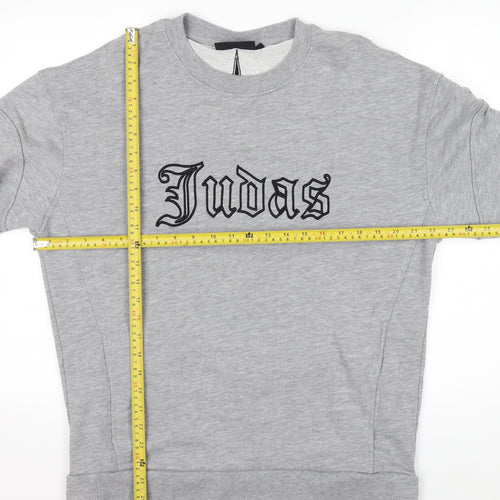 Judas Sinned Men's Grey Crew Neck Pullover Sweatshirt Size M