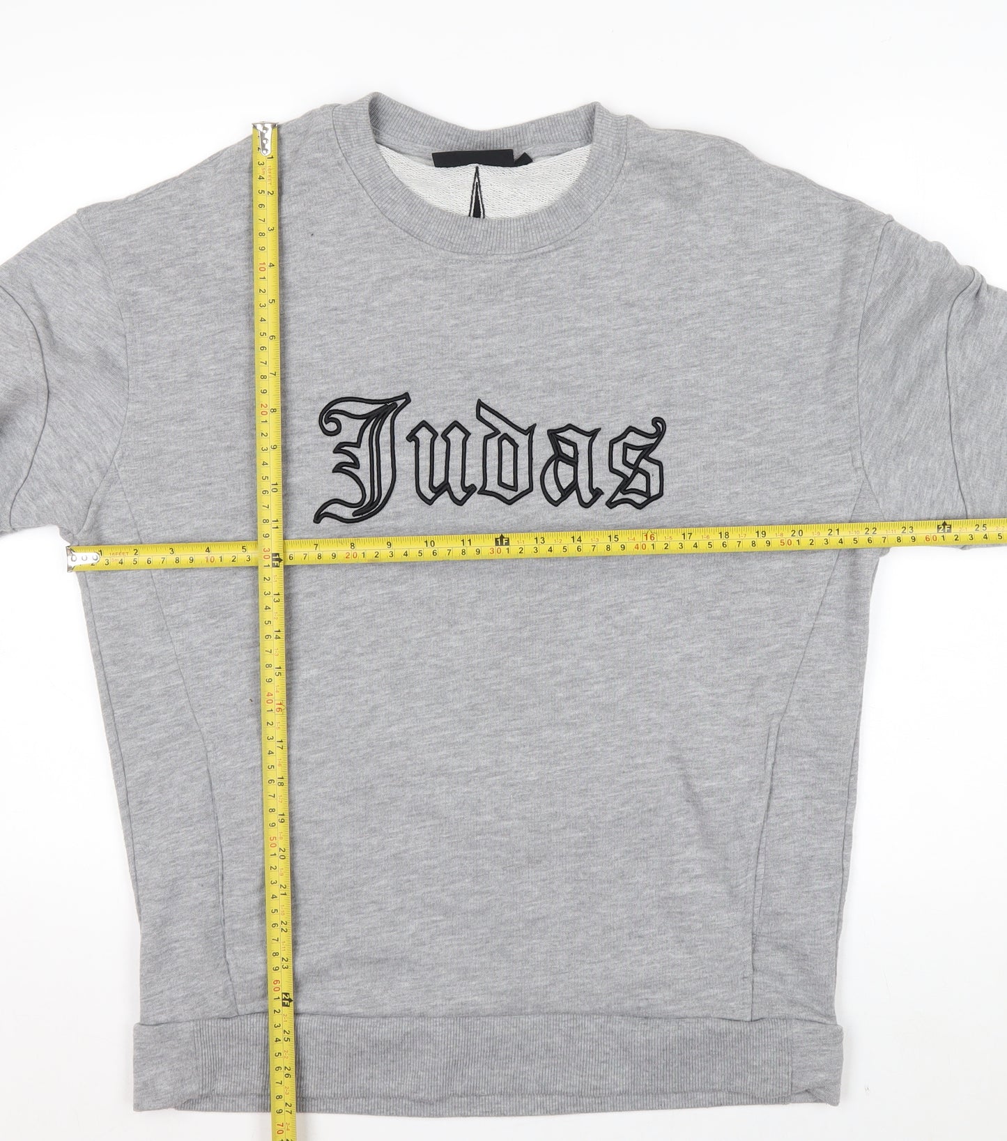 Judas Sinned Men's Grey Crew Neck Pullover Sweatshirt Size M