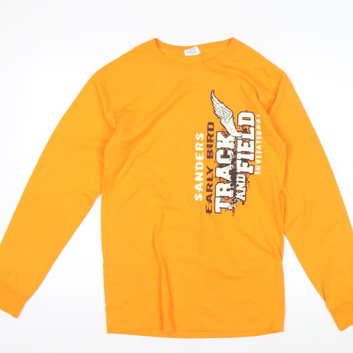 Jerzees Men's Orange Long Sleeve Sports Graphic Top Size S
