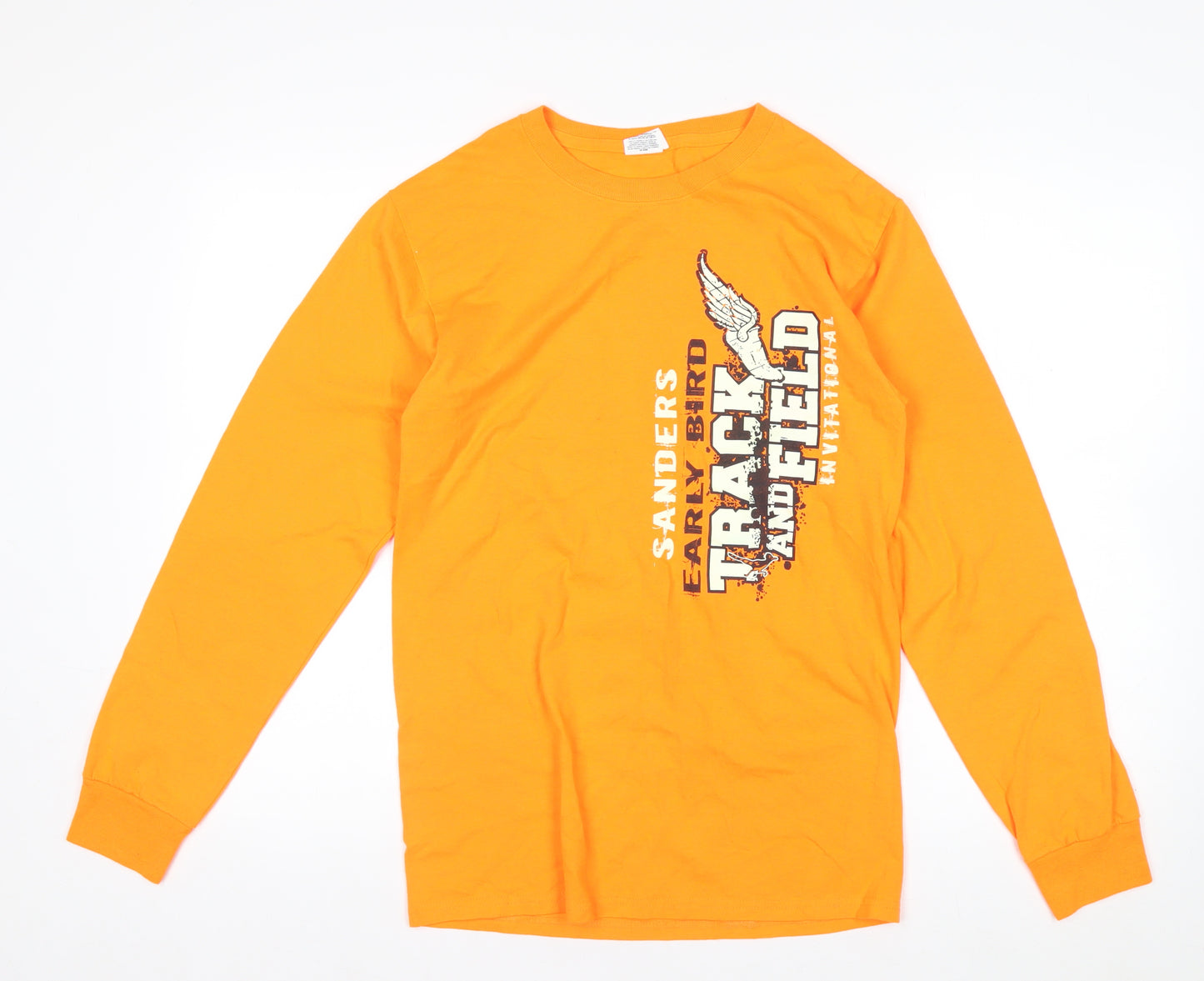 Jerzees Men's Orange Long Sleeve Sports Graphic Top Size S