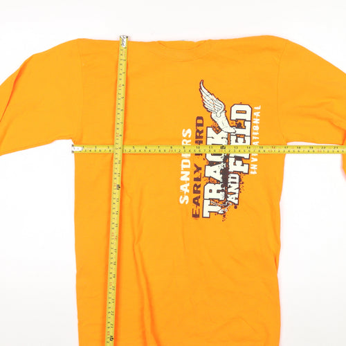 Jerzees Men's Orange Long Sleeve Sports Graphic Top Size S
