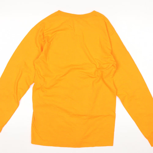 Jerzees Men's Orange Long Sleeve Sports Graphic Top Size S