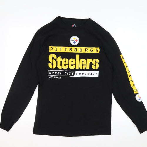 Majestic Men’s Black Pittsburgh Steelers Long Sleeve Sports Top Size S