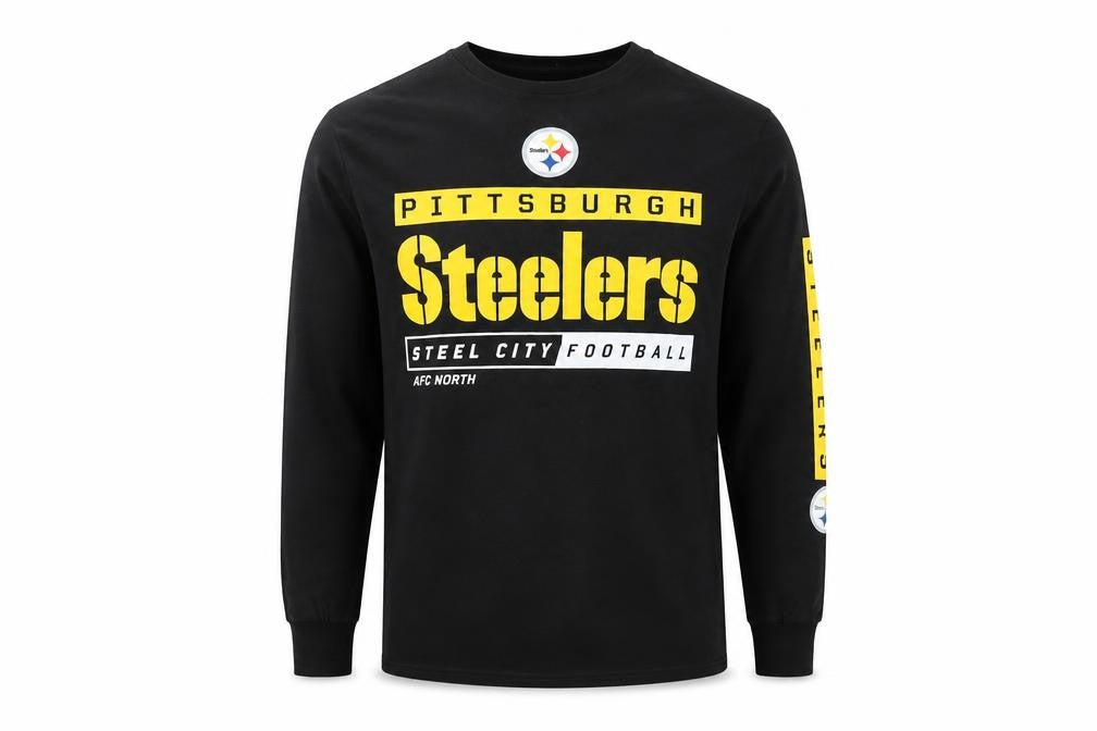 Majestic Men’s Black Pittsburgh Steelers Long Sleeve Sports Top Size S