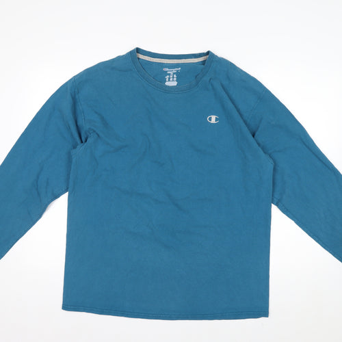 Champion Men's Blue XL Long Sleeve Crew Neck Cotton Top