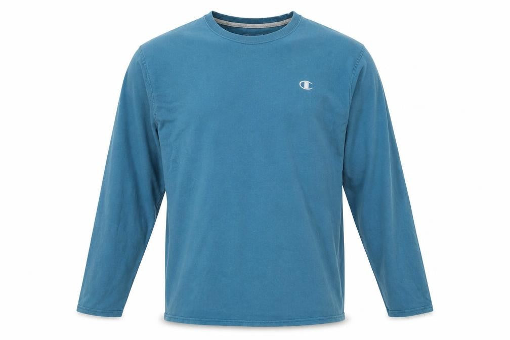 Champion Men's Blue XL Long Sleeve Crew Neck Cotton Top