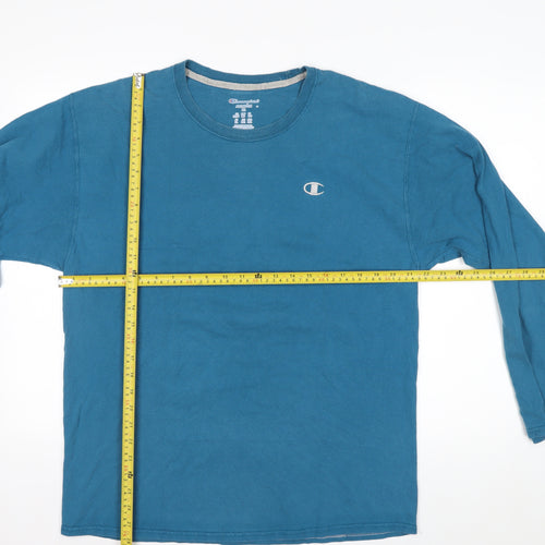 Champion Men's Blue XL Long Sleeve Crew Neck Cotton Top