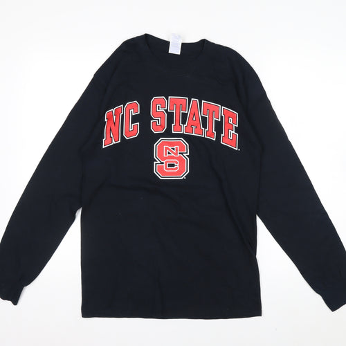 Gildan Men's Black NC State Long Sleeve Cotton Graphic Top Size S